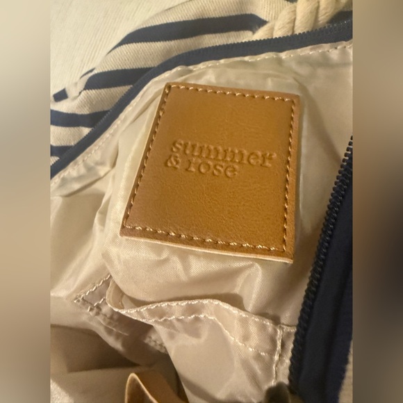 Summer & Rose Navy Striped Rope Handle Tote Bag - Picture 6 of 8